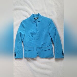 NWOT! Vibrant Aqua Viscose Blend Spring Women's Fitted Classic Blazer Jacket 6